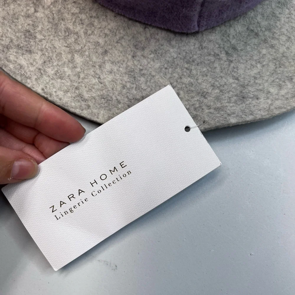 NWT Zara Wool Hat Grey Purple Trim 22” - Picture 5 of 10